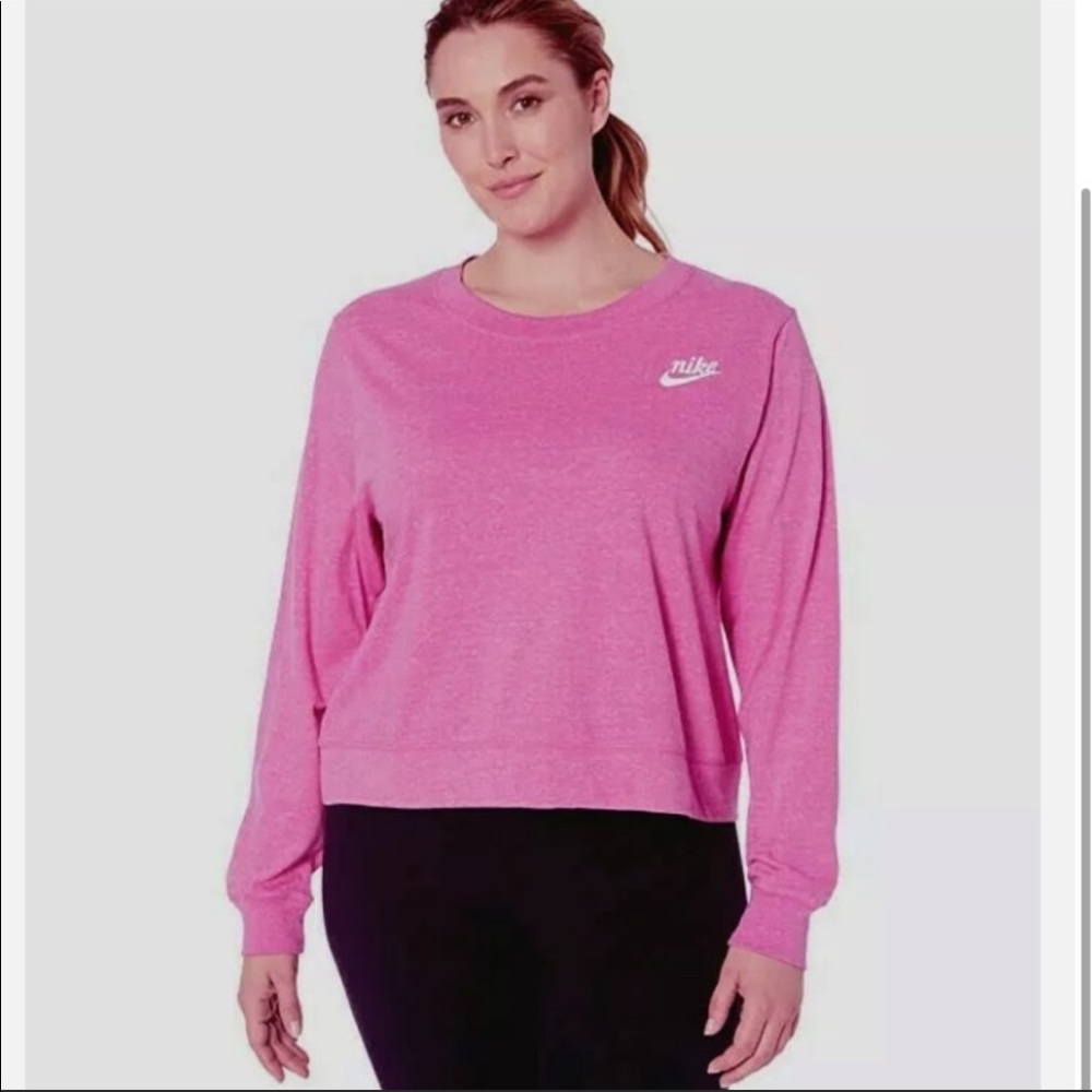 Nike NSW Gym Vintage Long Sleeve Top Sweatshirt Pink Plus Size 1X